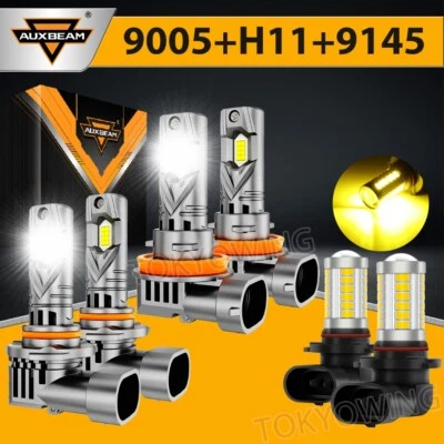 AUXBEAM 9005+H11+9145/H10 Combo LED Headlight+Fog Bulbs 6500K/3000K Super Bright - Image 1 of 4