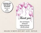 30 x Personalised Baby Shower Gift Tags, Thank you for coming tag Balloons 106