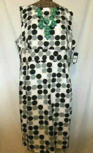 NUE OPTIONS -GRAY BLACK YELLOW POLKA DOT SLEEVELESS DRESS - 18 - Picture 1 of 4