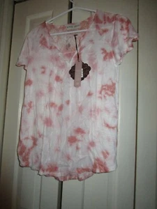 Women's Short Sleeve V-Neck Tie-Dye T-Shirt - Knox Rose Pink S Small - Picture 1 of 4