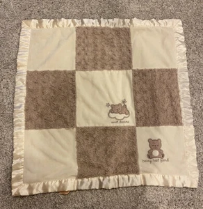Baby Blanket Kyle & Deena Bear Brown And White Great Condition 30x30 Fluffy Soft - Picture 1 of 10