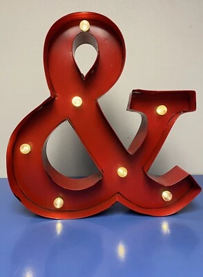 Letter & and Marquee Sign Decoration Holiday Party 13” Tall Red Rustic Light NWT - Image 1 of 4