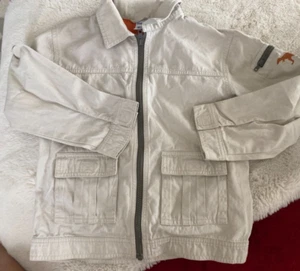 gymboree jacket duster 5T zipper no hood 100% cotton unlined cream color Dino - Picture 1 of 4