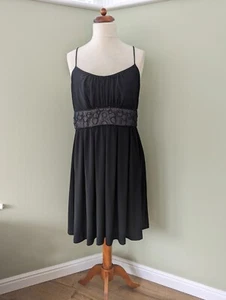 Jones New York Black Embellished Waist Skater Swing Style Lined Dress Size 16 - Picture 1 of 22