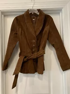 Wilson’s Leather Vintage Belted Brown Suede Coat , JacketCollared Small - Picture 1 of 7