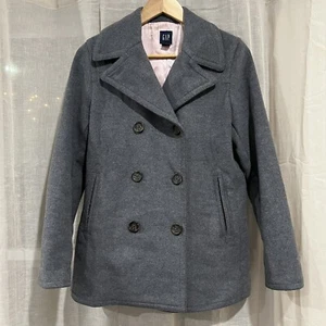Gap Pea Coat Kids Size Small Gray Long Sleeve Pink Interior - Picture 1 of 8