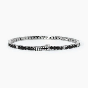 Bracciale in argento 925 Uomo Mabina Rodiato In Oro Bianco Tennis Bracelet Man - Picture 1 of 3
