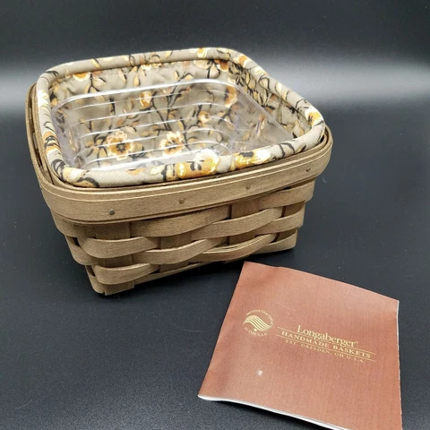 Longaberger 2007 Deep Brown Medium Berry Basket+Hard Protector+Liner+Card NIB Cover