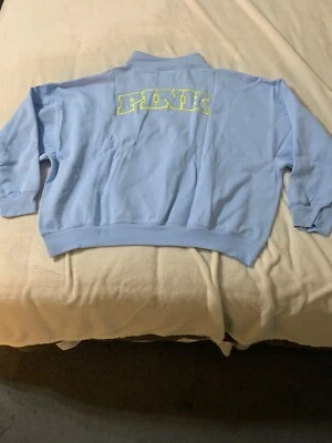 НОВЫЙ С ЯРЛЫКАМИ VICTORIA'S SECRET РОЗОВЫЙ ПЛЮЩ ФЛИС ЧЕТВЕРТЬ МОЛНИИ ТОЛСТОВКА XXLARGE СИНИЙ ТАНЦОВЩИЦА - Изображение 1 из 4