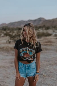 Spell & the Gypsy REBEL RIDER Dark Brown T-Shirt Tee Size XS/S RARE - Picture 1 of 16