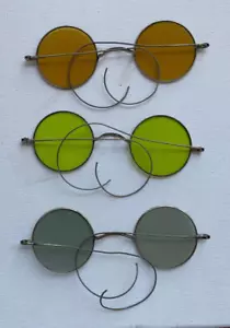 Antique Round Tinted S. P. A. Eyeglasses (3) - Amber, Green, & Gray - Picture 1 of 5