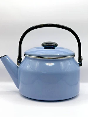 Stovetop Vintage Kettle Teapot Light Blue Enamel on Steel 2 QT Siam Fuji Ware - Image 1 of 4