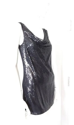 Twenty One Negro Lentejuelas Capucha Cuello Tank Top Cadena Espalda Talla S Foto 1 de 4