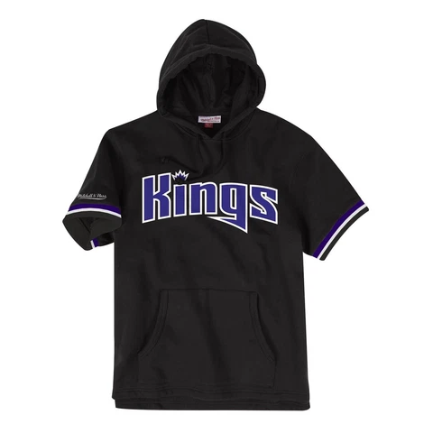 Mens Mitchell & Ness NBA French Terry Short Sleeve Hoodie Sacramento Kings Cover