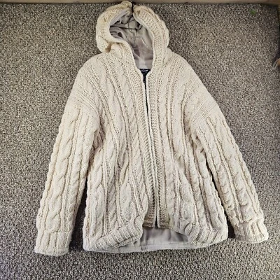 Jaqueta suéter feminina Great Northern Woolens malha grande robusta feita à mão - Imagem 1 de 4