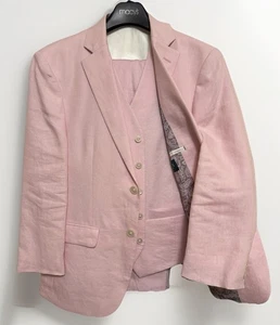 Ralph Lauren 36S Pink Linen 3-Piece Suit Gatsby UltraFlex Classic Fit 30x29 - Picture 1 of 21