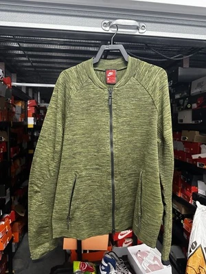 Chaqueta de punto Nike Tech para hombre mediana verde leigón negra cremallera completa 832178 331 Foto 1 de 2