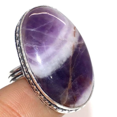 Chevron Amethyst 925 Silver Plated Handmade Ring US 6.5 Stylish Jewelry AU E241 - Image 1 of 3