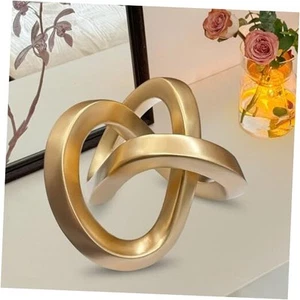 Modern Gold Geometric Sculpture Gold Knot Home Accent Decor,Multi-Angle - Picture 1 of 7
