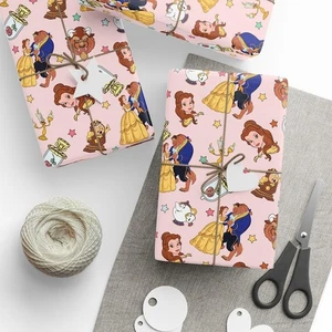 Beauty and the Beast Belle Wrapping Paper, Fairytale Princess Christmas Gift - Picture 1 of 5