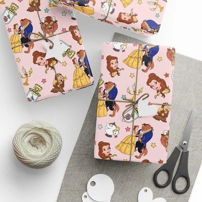 Beauty and the Beast Belle Wrapping Paper, Fairytale Princess Christmas Gift - Image 1 of 4