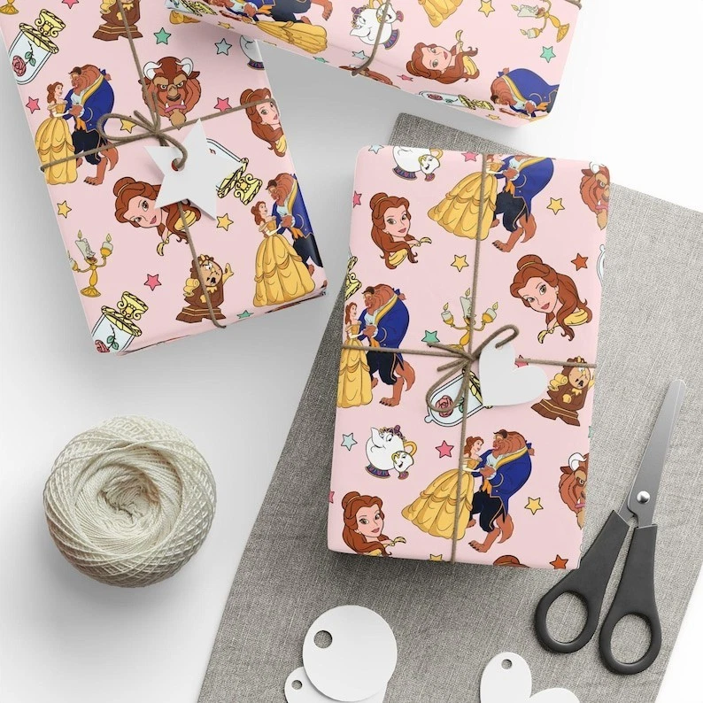 Beauty and the Beast Belle Wrapping Paper, Fairytale Princess Christmas Gift - Image 1 of 4