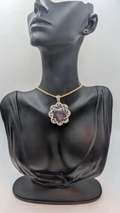 Ruby And White Sapphire Pendant W/ Yellow Gold Overlay - Picture 1 of 3