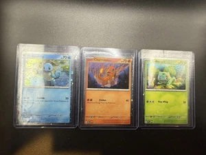 Pokémon 151 Promo Bulbasaur Charmander Squirtle SVP 046 047 048 Kanto Cosmo Holo - Picture 1 of 4