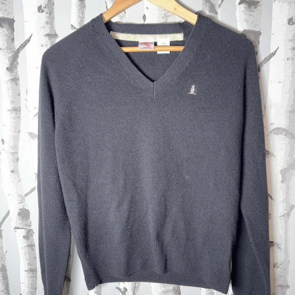 Suéter Vintage Original Penguin Munsingwear Años 90 Lana de Cordero Cuello en V Talla Mediana M Foto 1 de 4