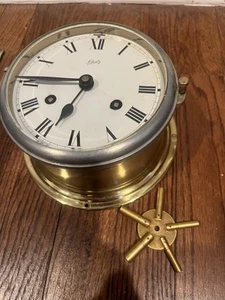 VINTAGE SHIPS BELL CLOCK SCHATZ WIND UP MECHANICAL W GERMANY WORKING 5.25in DIAL - Picture 1 of 24