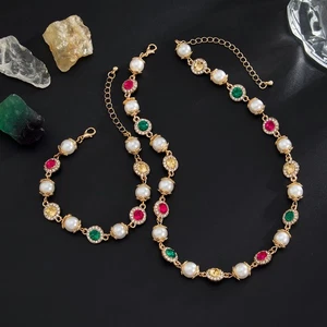 Mens Y2K Choker Pearl Bead Necklace Ladies Pearl Chain Collar Jewelry Bracelet - Picture 1 of 24