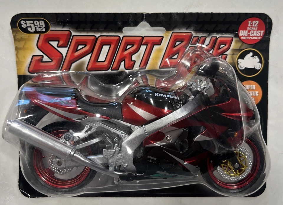 KAWASAKI ZX-9R ESCALA 1:12 ROJO/NEGRO POR NEW RAY FUNDIDO A PRESIÓN CON PIEZAS DE PLÁSTICO Foto 1 de 4