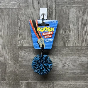 Vintage 80s 90s OddzOn KOOSH Zipper Pull 2” Ball Blue Black New Old Stock RARE - Picture 1 of 15