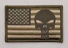 Embroidered Patch - Punisher Skull - Tactical - Olive Green- Hook