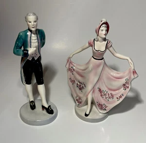 Estatuillas victorianas raras de colección de porcelana para hombre/mujer cortejando pareja de Goldscheider - Imagen 1 de 9