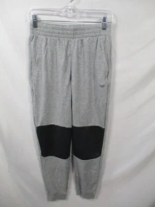Adidas Boys Pants Large Gray Elastic Waist Sweatpant Tapered Pocket Cotton Blend - Picture 1 of 10