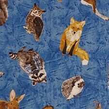 Winter Wildlife Animals Blue ANDOVER FABRICS All Cotton Quilter Fabric 1 YARD