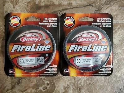 2 ** Новый ** Berkley Fireline предохранитель Superline плетеная линия дым 30 фунтов. / 125 ярдов - Изображение 1 из 2