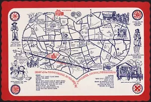 Vintage placemat DUTCH HAVEN INN Lancaster County Pennsylvania map pictured - Picture 1 of 2
