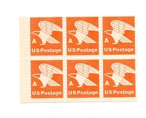 US Stamp Scott #1736a 15c 1978 A-rate Eagle booklet block of 6 Stamps - Picture 1 of 2