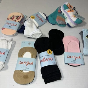 Cat & Jack Girls Socks Size S (5.5-8.5) No Show Liners Crew Knee High 23 pairs - Picture 1 of 5