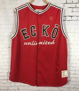 ECKO UNLIMITED Y2K 90s Jersey Medium Men's Red Button-Up Shirt 1998  RARE (A19) - Picture 1 of 12