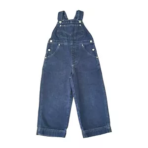 Vintage 90s Levis Kids Denim Overalls Dark Wash Sz 5 Deadstock 1999 Relaxed - Picture 1 of 6