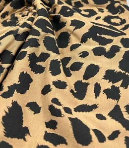 Brown Black Leopard Print Viscose Elastane Fabric - Picture 1 of 9