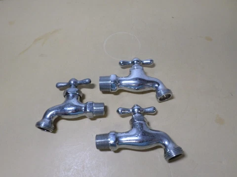 chrome brass valve faucet garden hose threads rustic NOS lot (3) EA  different Cover