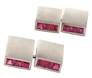 Lab-Created Art Deco Ruby & Cubic Zirconia In 935 Silver Men Fantastic Cufflinks - Picture 1 of 6