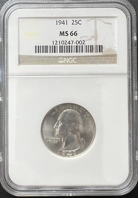 25C Washington Quarter 1941 NGC MS 66 Foto 1 de 2