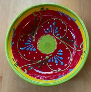 Cerámicas ANORU, S.L. Spanish Hand Craft Hand Painted 6" Tapas Bowl Red, Yellow  - Picture 1 of 2