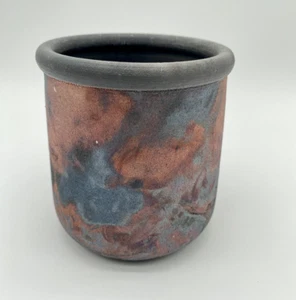 Raku Studio Art Pottery Vase Vessel Signed Rainbow Luster Oil Slick Glaze Matte - Picture 1 of 7