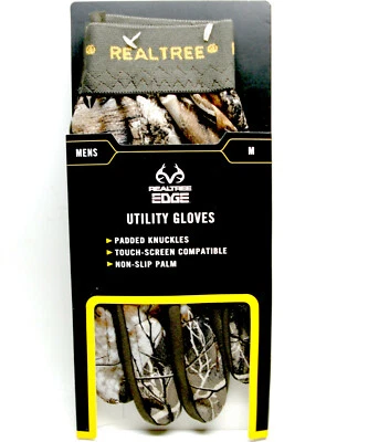 REALTREE EDGE CAMO TURKEY HUNTER UTILITY NONSLIP PALM PADDED KNUCKLE GLOVES MED. - Image 1 of 4